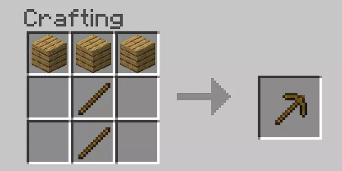 Cara Membuat Wooden Pickaxe di Minecraft