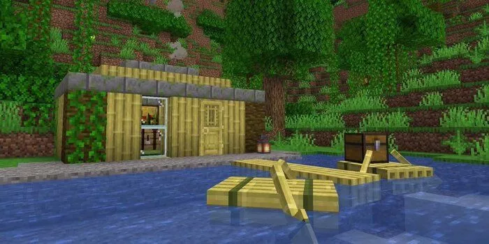 Cara Membuat Bamboo Raft di Minecraft