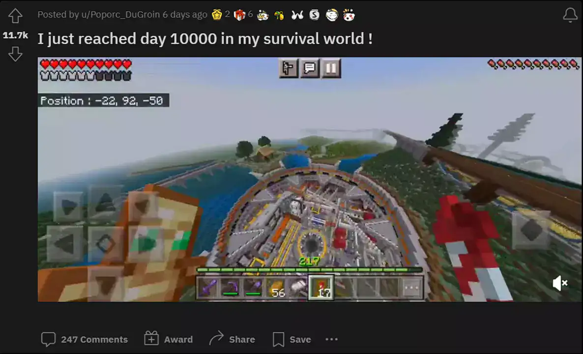 Pemain Minecraft Ini Pamerkan Hasil Karyanya Setelah Berhasil Bertahan Hidup Selama 10.000 Hari!