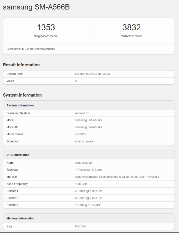 Benchmark Samsung Galaxy A56 Ungkap Kecepatan CPU Exynos 1580