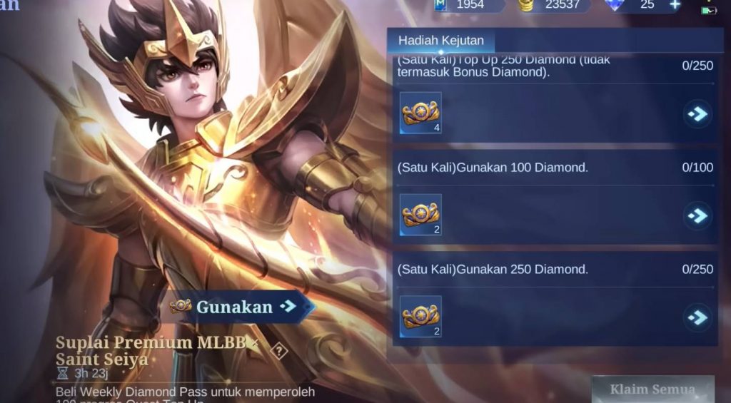 Cara Hemat Dapat 2 Skin Saint Seiya Langsung di Gacha MLBB