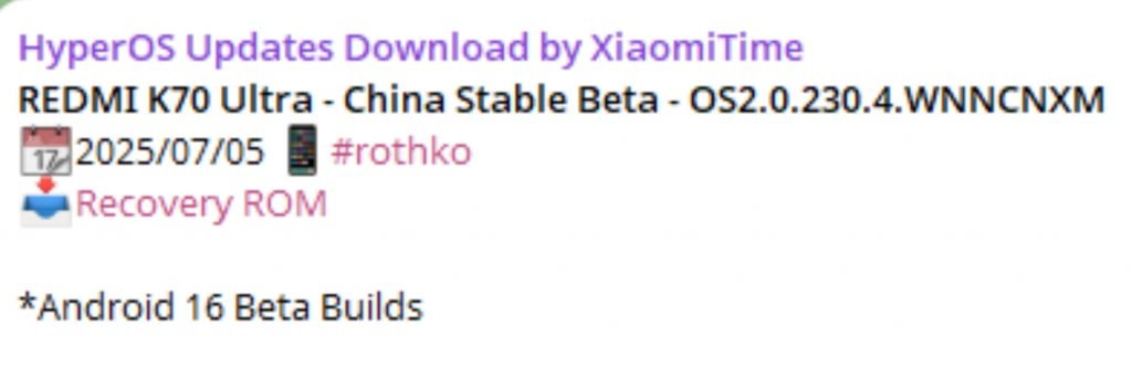 Redmi K70 Ultra Akan Dapatkan Android 16 HyperOS 2 Sebentar Lagi!