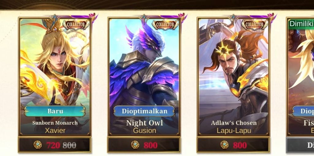Harga Skin Collector Xavier Mobile Legends Januari 2026 Terbaru