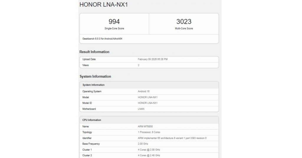 Honor 600 Lite Muncul di Geekbench, Dikonfirmasi dengan Dimensity 7100