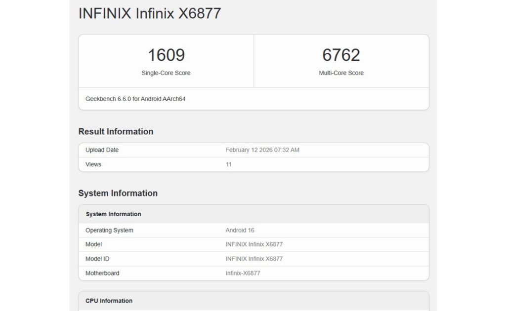 Infinix Note 60 Ultra Muncul di Geekbench dengan Performa Premium