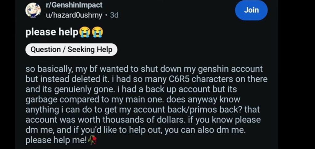 Pemain Genshin Impact Ini Kehilangan Akunnya Gara-Gara Putus